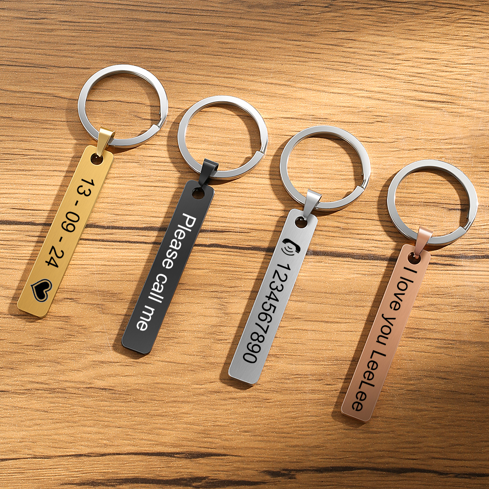Vintage Fashion Names - Custom Logo Name Number Keychain Laser