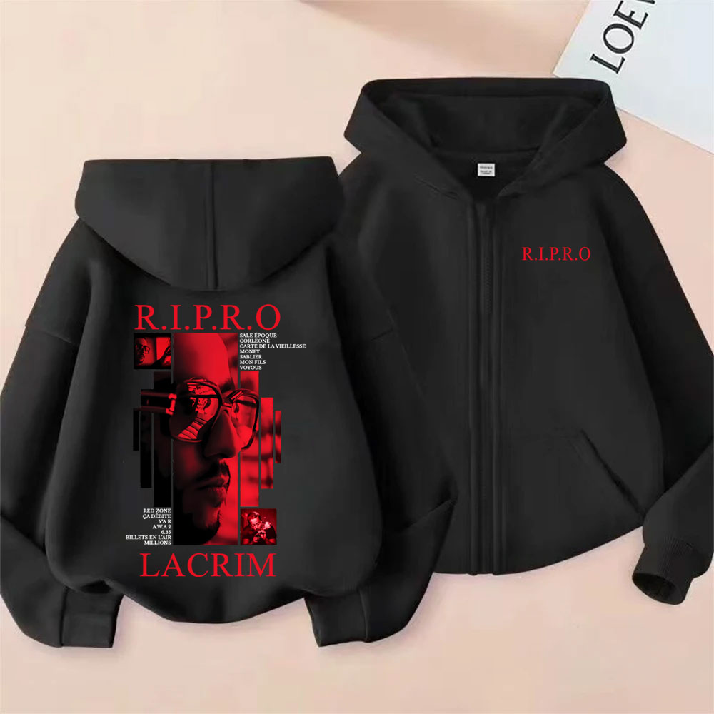 Vintage Fashion Pop Up - Rapper Lacrim R.I.P.R.O Zipper Hoodie Men