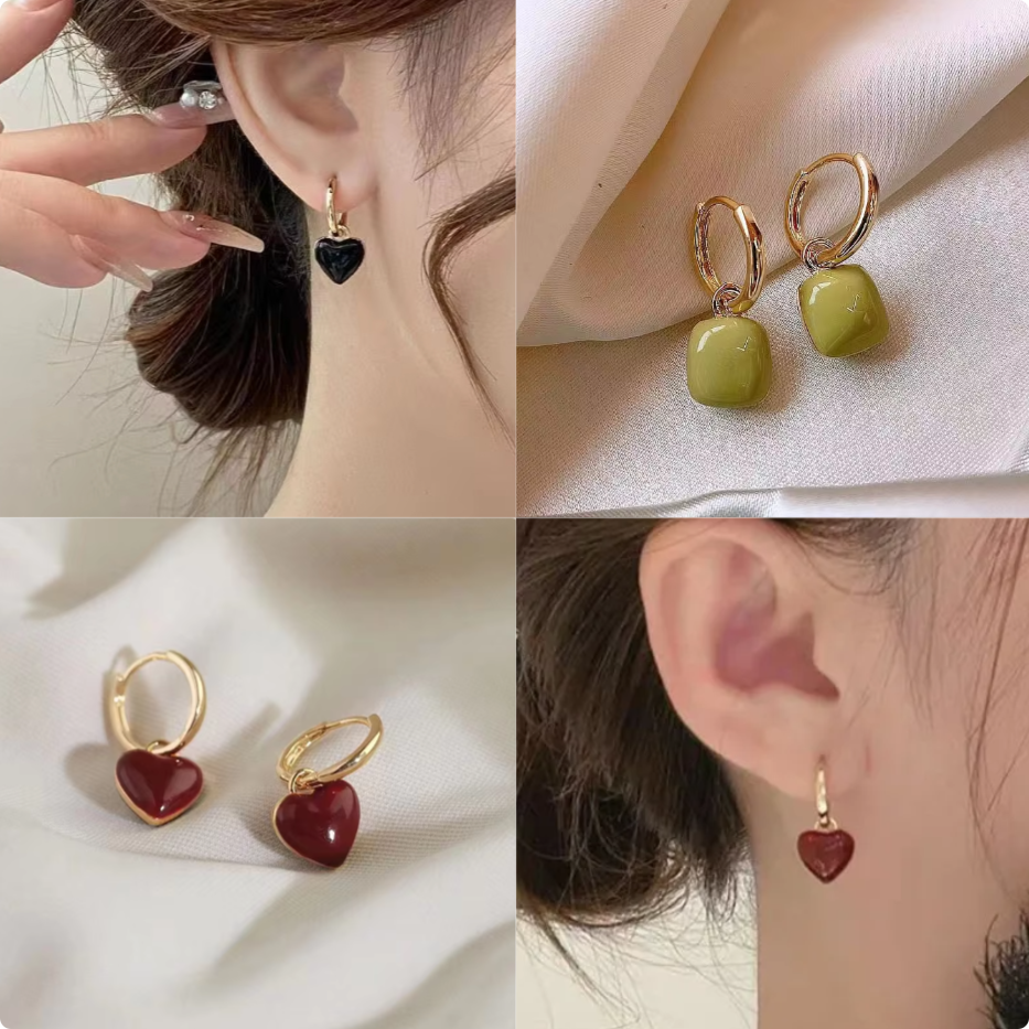 Simple Love Heart Dangle Earri - Vintage Fashion Coloring Pages ulasan dan harga