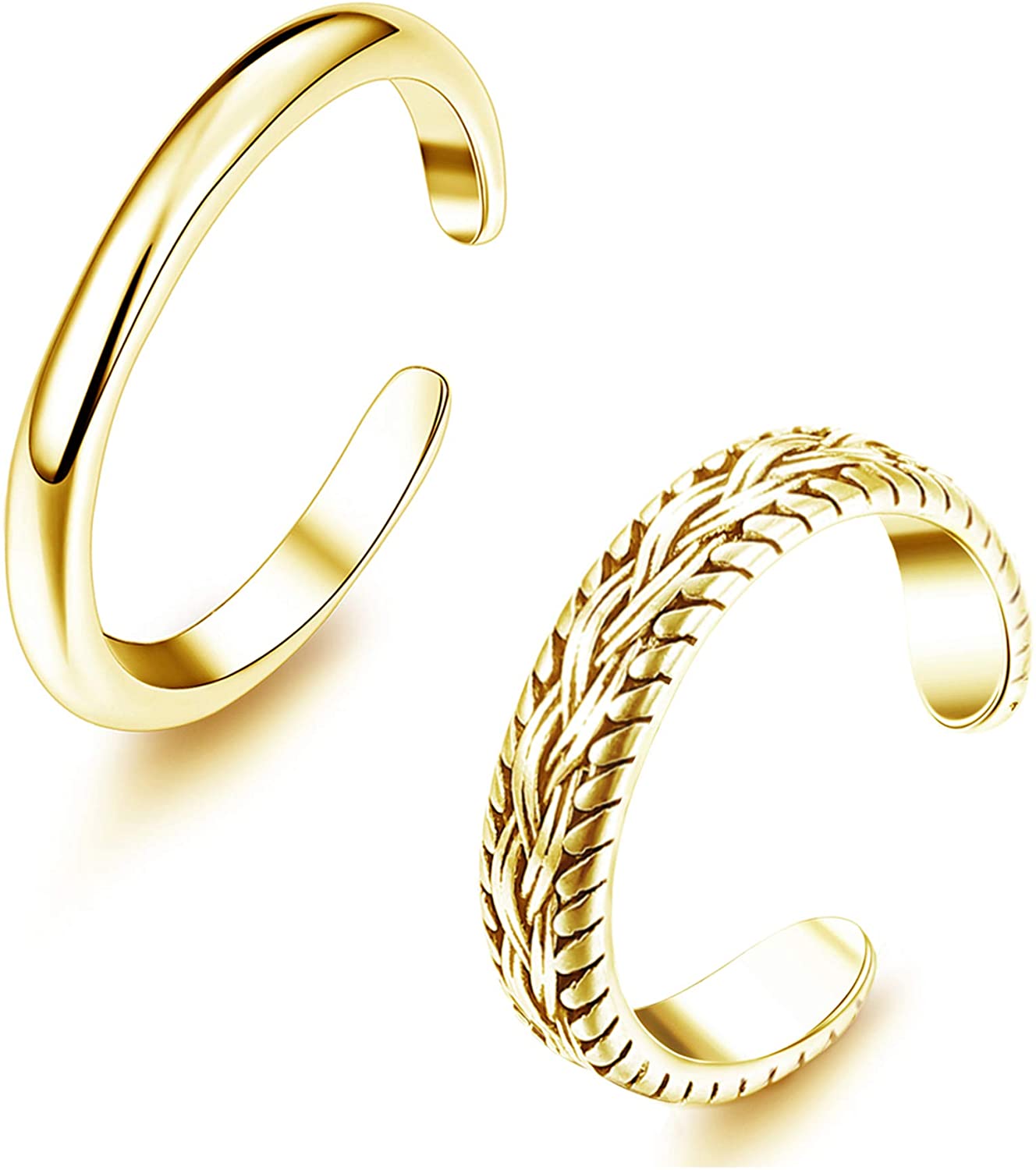 2 PCS Stainless Steel Toe Ring - Vintage Fashion Guild ulasan dan harga