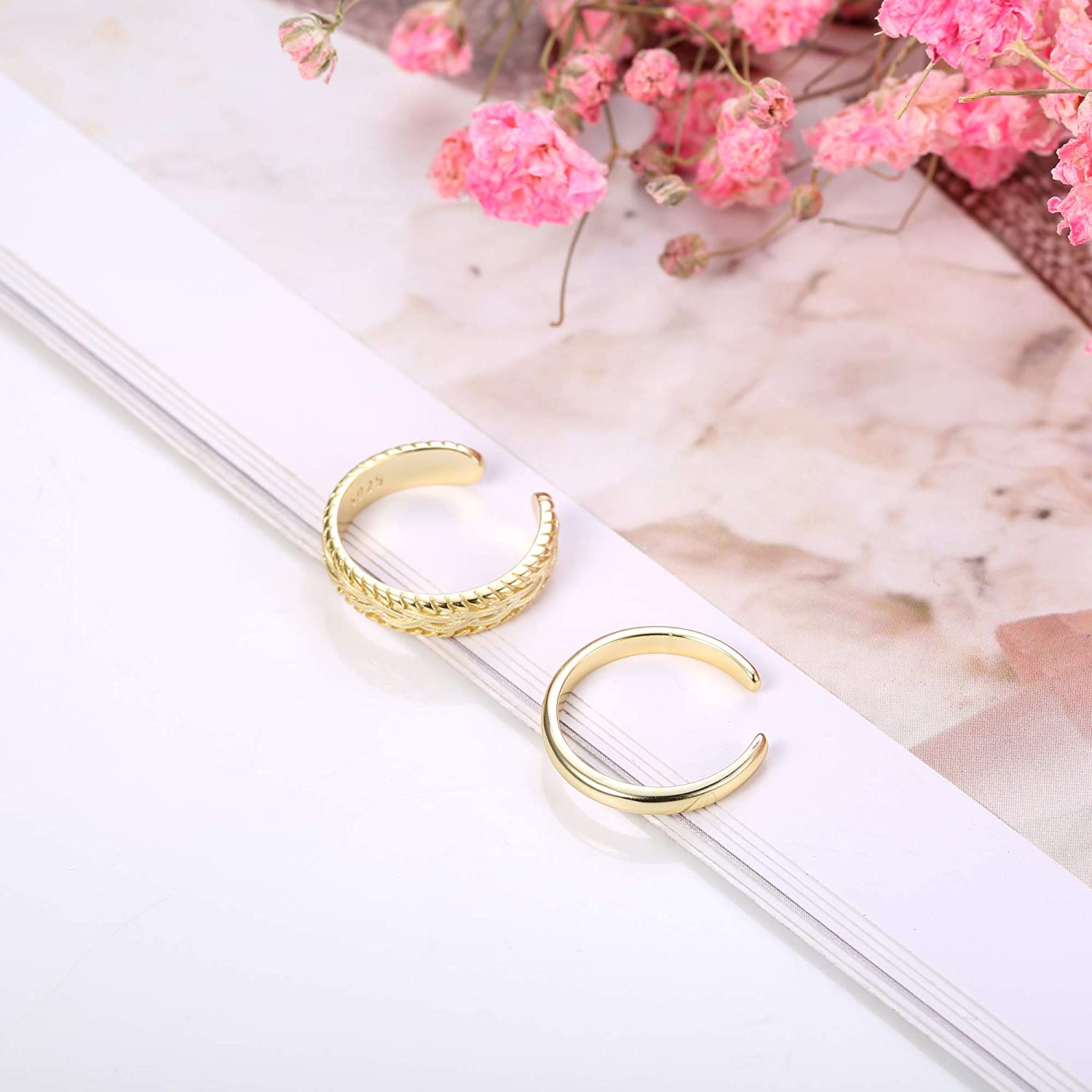 2 PCS Stainless Steel Toe Ring - Vintage Fashion Guild ulasan dan harga